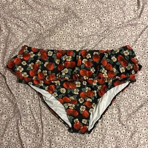 Cider Black & Red Apple Ruffle Bikini Bottoms